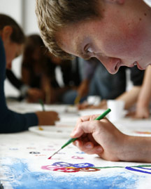 Students in Brighton, England, learn about human rights